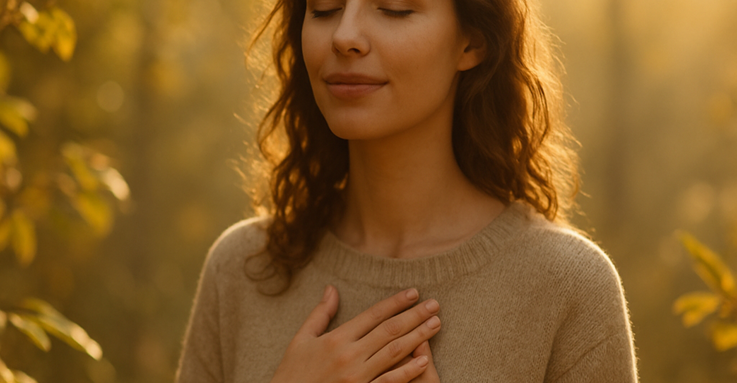 Woman in a peaceful moment of mindfulness